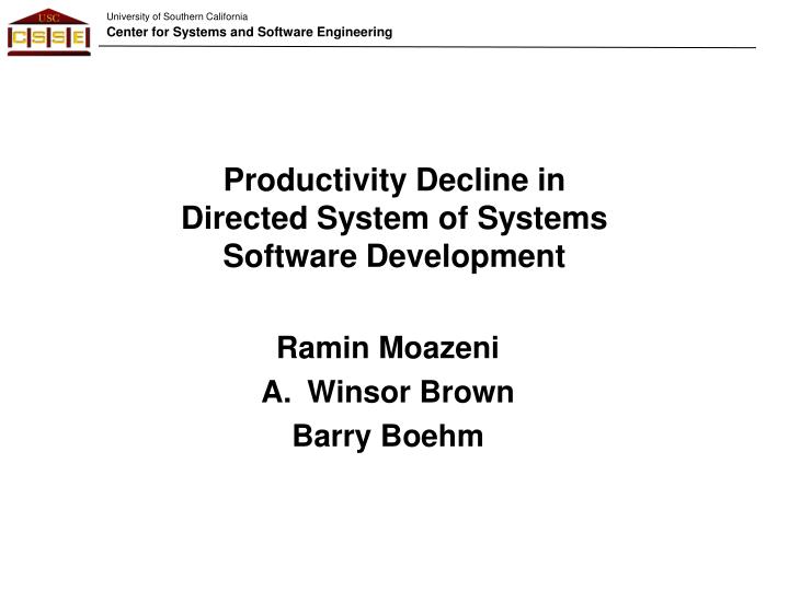 productivity decline in directed system of systems software development