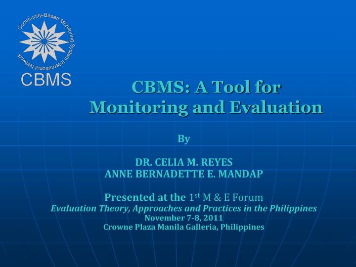 cbms a tool for monitoring and evaluation