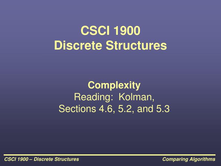 csci 1900 discrete structures