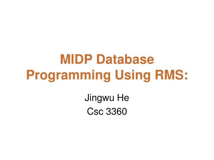 midp database programming using rms