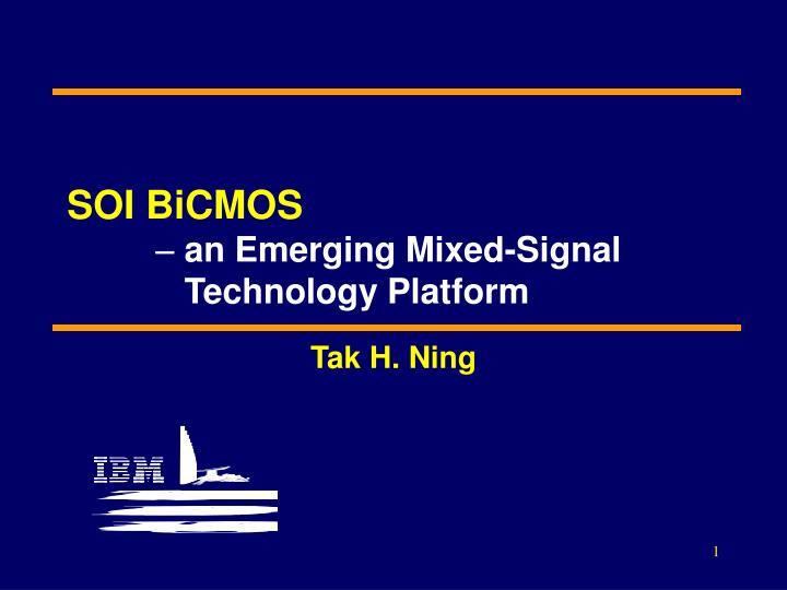 soi bicmos an emerging mixed signal technology platform