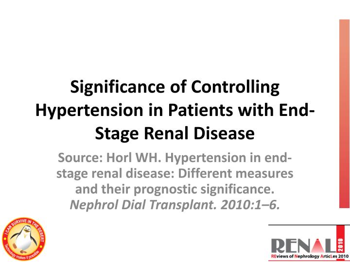 significance of controlling hypertension in patients with end stage renal disease