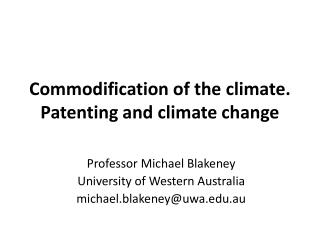 Commodification of the climate. Patenting and climate change