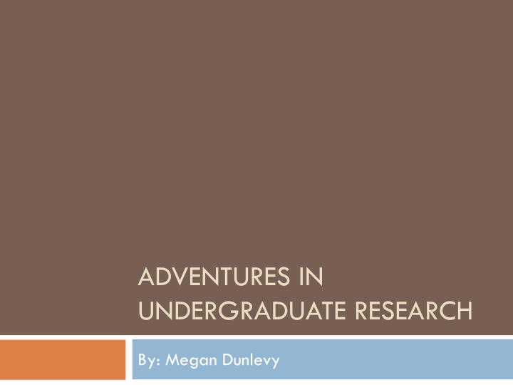 adventures in undergraduate research