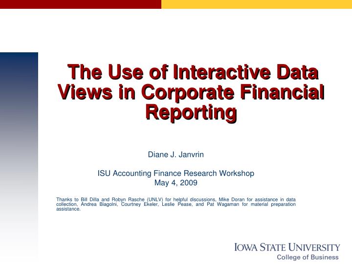 the use of interactive data views in corporate financial reporting