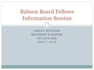 Babson Board Fellows Information Session