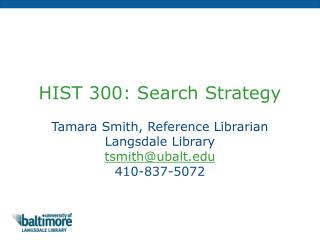 HIST 300: Search Strategy