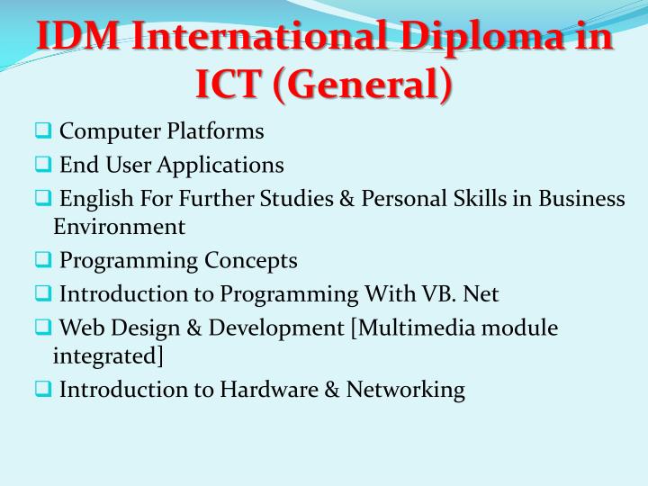 idm international diploma in ict general