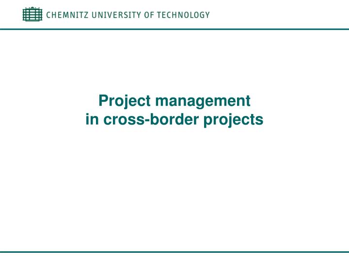 project management in cross border projects