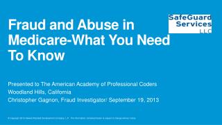 Fraud and Abuse in Medicare-What You Need To Know
