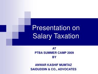 Presentation on Salary Taxation