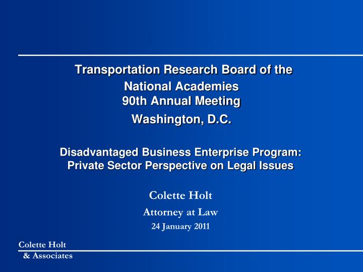 transportation research board of the national academies 90th annual meeting washington d c