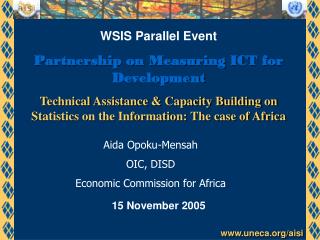 WSIS Parallel Event Partnership on Measuring ICT for Development