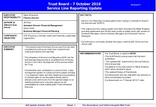 Trust Board - 7 October 2010 Service Line Reporting Update