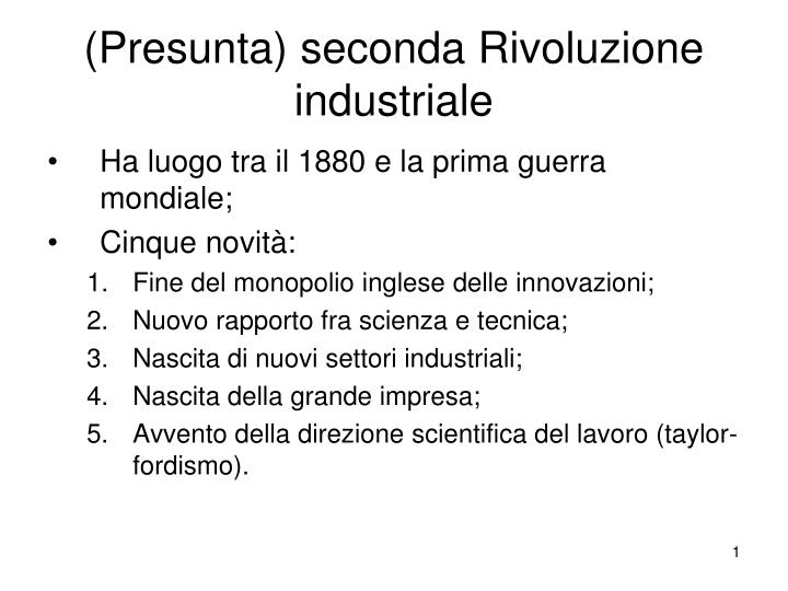 presunta seconda rivoluzione industriale
