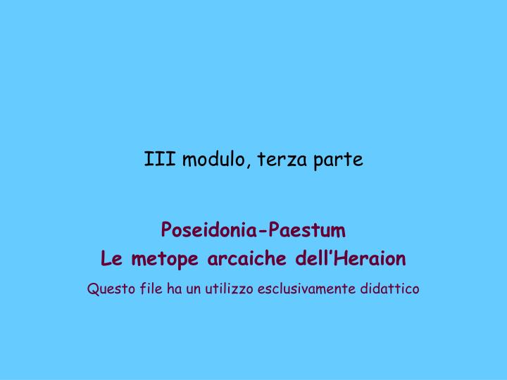 iii modulo terza parte