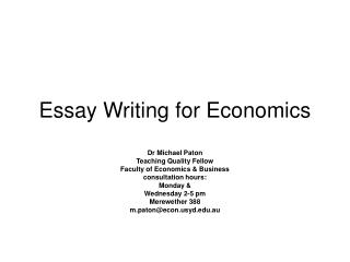 Essay Writing for Economics