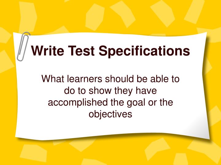 write test specifications