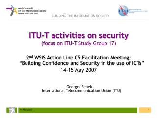 ITU-T activities on security (focus on ITU-T Study Group 17)