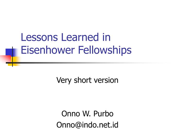lessons learned in eisenhower fellowships