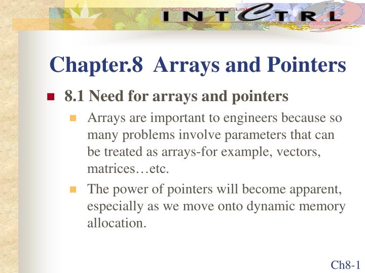 chapter 8 arrays and pointers