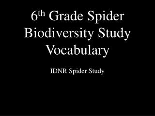 6 th Grade Spider Biodiversity Study Vocabulary