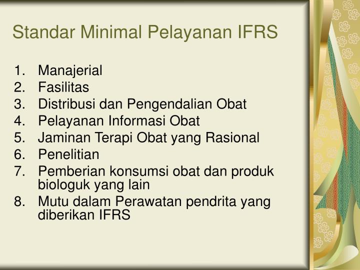 standar minimal pelayanan ifrs