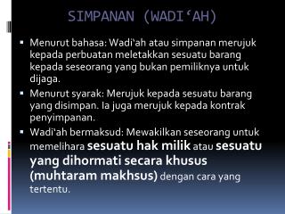 simpanan wadi ah