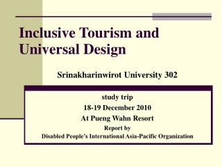 Inclusive Tourism and Universal Design