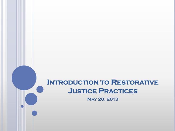 introduction to restorative justice practices