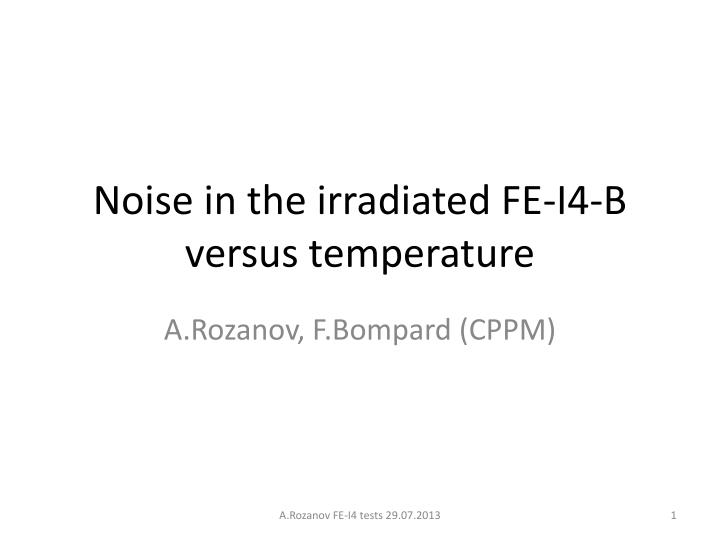 noise in the irradiated fe i4 b versus temperature