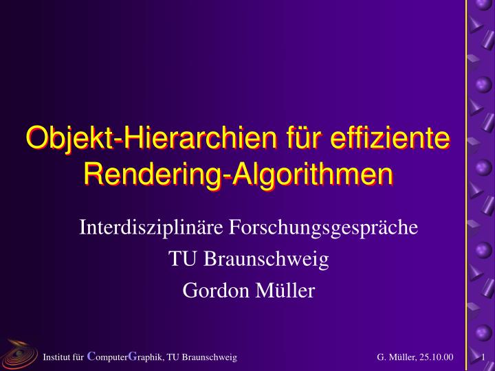 objekt hierarchien f r effiziente rendering algorithmen