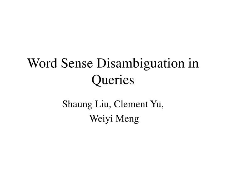 word sense disambiguation in queries