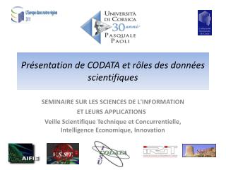 pr sentation de codata et r les des donn es scientifiques