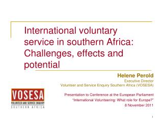 International voluntary service in southern Africa: Challenges, effects and potential