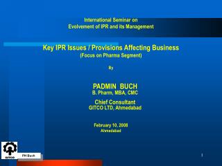 International Seminar on Evolvement of IPR and its Management