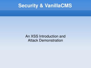 Security &amp; VanillaCMS