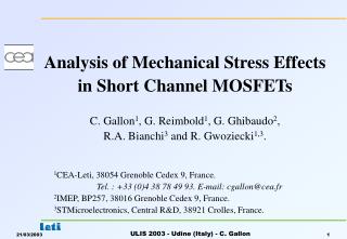 Analysis of Mechanical Stress Effects in Short Channel MOSFETs
