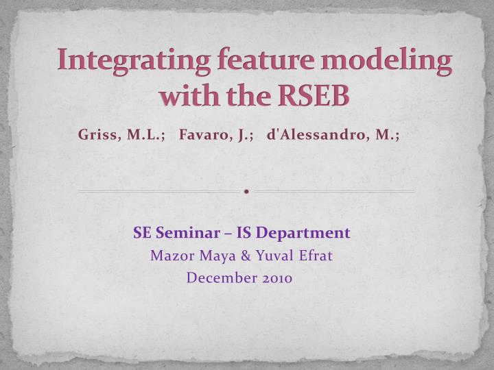 integrating feature modeling with the rseb