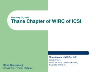 February 02, 2012 Thane Chapter of WIRC of ICSI