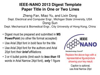 IEEE-NANO 2013 Digest Template Paper Title in One or Two Lines