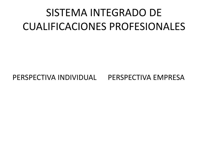 sistema integrado de cualificaciones profesionales