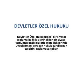 devletler zel hukuku