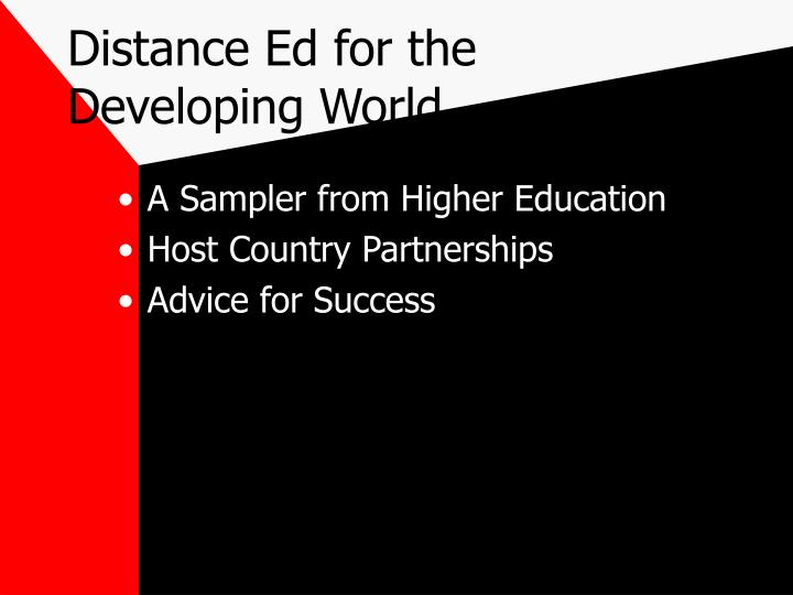 distance ed for the developing world