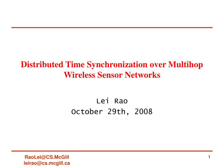distributed time synchronization over multihop wireless sensor networks