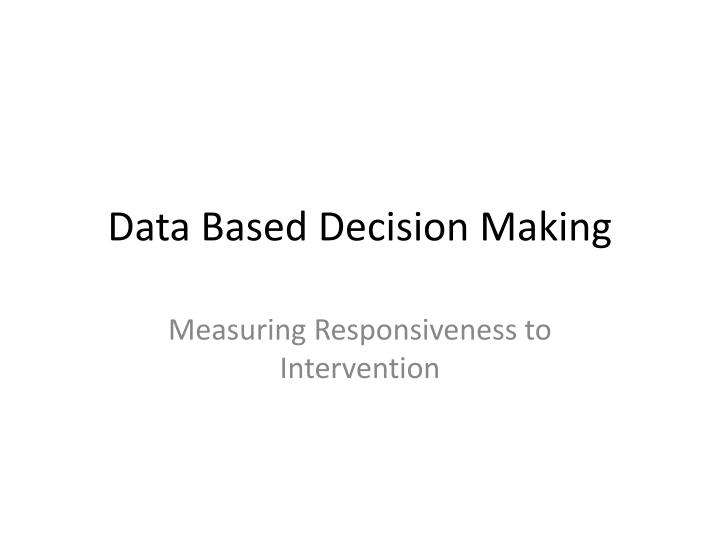 data based decision making