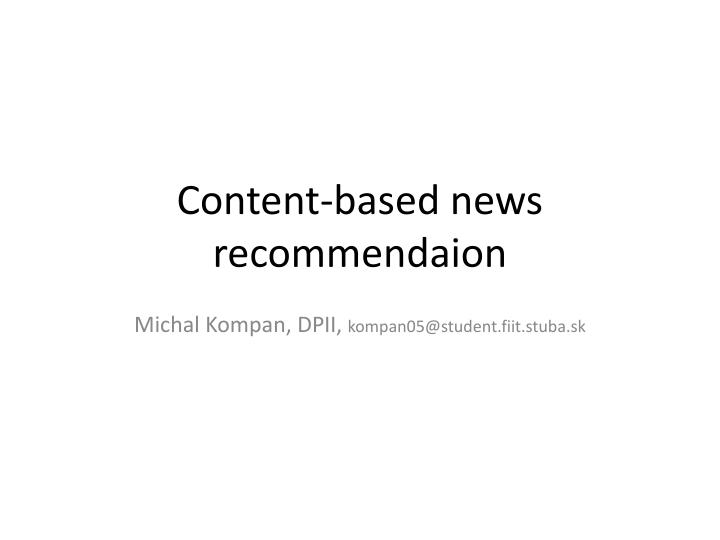 content based news recommendaion