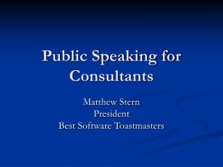 Public Speaking for Consultants