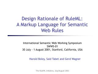 International Semantic Web Working Symposium SWWS-01