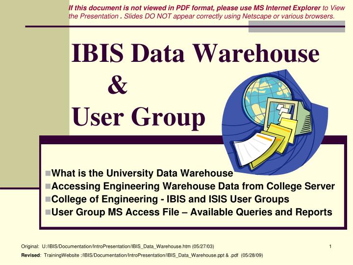 ibis data warehouse user group